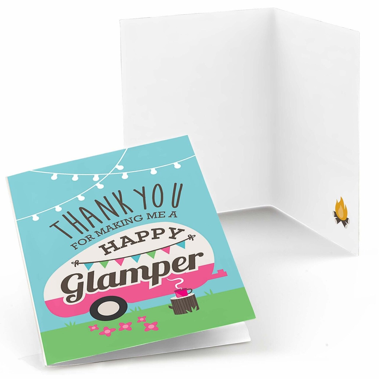 Big Dot of Happiness Let&#x27;s Go Glamping - Camp Glamp Party or Birthday Party Thank You Cards (8 count)